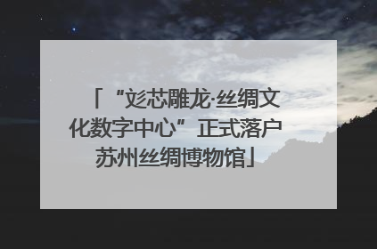 “彣芯雕龙·丝绸文化数字中心”正式落户苏州丝绸博物馆