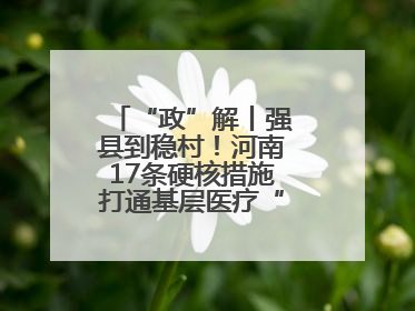 “政”解丨强县到稳村！河南17条硬核措施打通基层医疗“最后一公里”