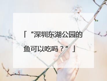 “深圳东湖公园的鱼可以吃吗？”