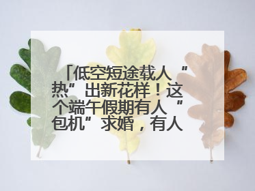 低空短途载人“热”出新花样！这个端午假期有人“包机”求婚，有人空中看龙舟赛