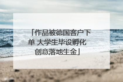 作品被德国客户下单 大学生毕设孵化创意落地生金