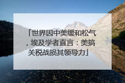 世界因中美缓和松气，埃及学者直言：美搞关税战损其领导力