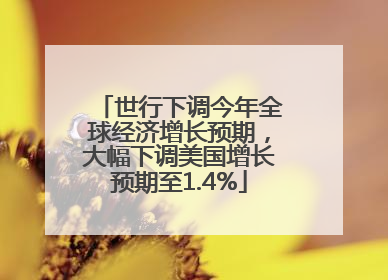 世行下调今年全球经济增长预期，大幅下调美国增长预期至1.4%