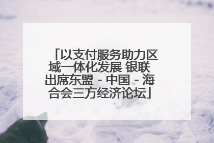 以支付服务助力区域一体化发展 银联出席东盟－中国－海合会三方经济论坛