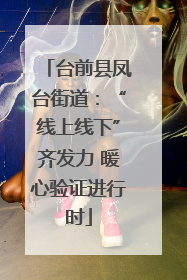 台前县凤台街道：“线上线下”齐发力 暖心验证进行时