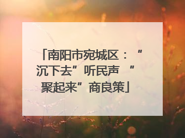 南阳市宛城区：“沉下去”听民声 “聚起来”商良策