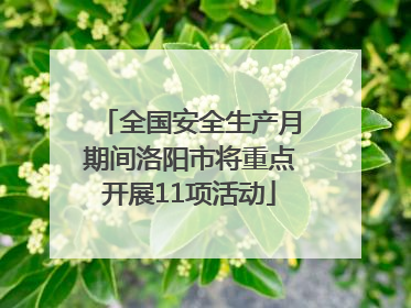 全国安全生产月期间洛阳市将重点开展11项活动