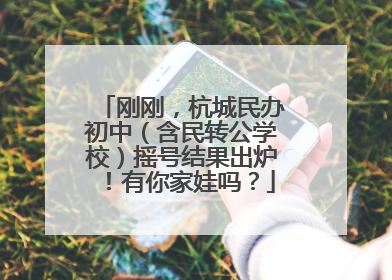 刚刚，杭城民办初中（含民转公学校）摇号结果出炉！有你家娃吗？