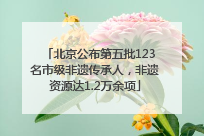 北京公布第五批123名市级非遗传承人，非遗资源达1.2万余项