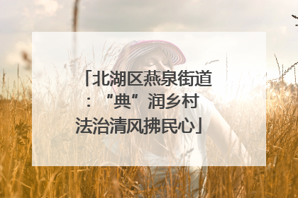 北湖区燕泉街道：“典”润乡村 法治清风拂民心
