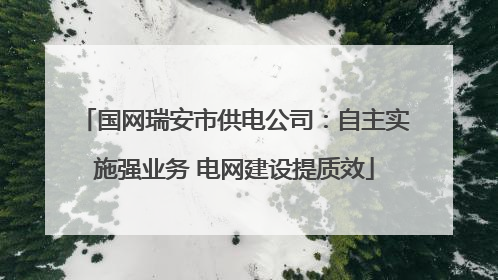 国网瑞安市供电公司：自主实施强业务 电网建设提质效