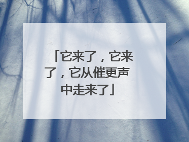 它来了，它来了，它从催更声中走来了