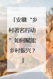 安徽“乡村著名行动”如何赋能乡村振兴？