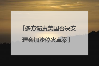 多方谴责美国否决安理会加沙停火草案