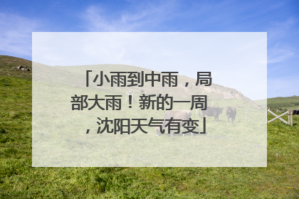 小雨到中雨，局部大雨！新的一周，沈阳天气有变