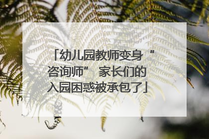幼儿园教师变身“咨询师” 家长们的入园困惑被承包了