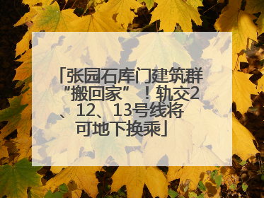 张园石库门建筑群“搬回家”！轨交2、12、13号线将可地下换乘