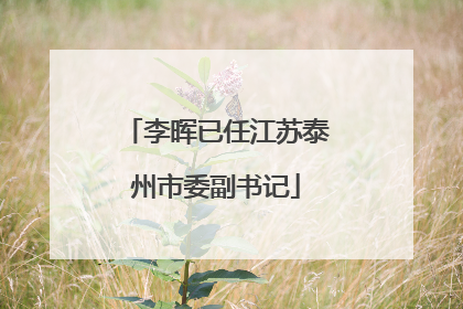 李晖已任江苏泰州市委副书记