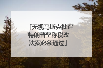 无视马斯克批评 特朗普坚称税改法案必须通过