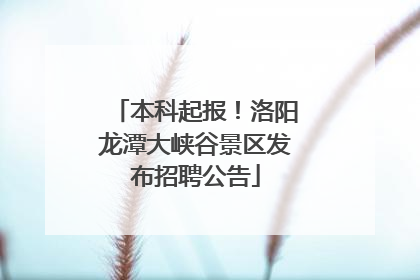 本科起报！洛阳龙潭大峡谷景区发布招聘公告