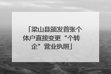 梁山县颁发首张个体户直接变更“个转企”营业执照