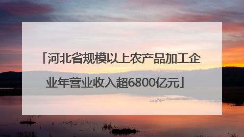 河北省规模以上农产品加工企业年营业收入超6800亿元