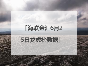 海联金汇6月25日龙虎榜数据