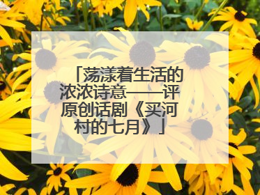 荡漾着生活的浓浓诗意——评原创话剧《买河村的七月》
