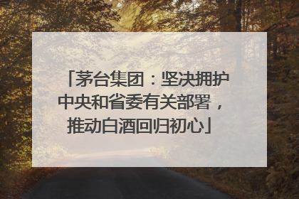 茅台集团：坚决拥护中央和省委有关部署，推动白酒回归初心