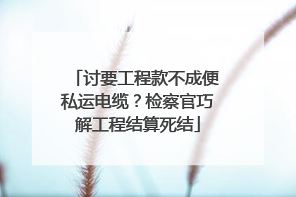 讨要工程款不成便私运电缆？检察官巧解工程结算死结