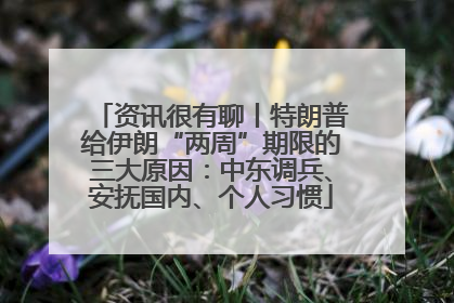 资讯很有聊丨特朗普给伊朗“两周”期限的三大原因：中东调兵、安抚国内、个人习惯