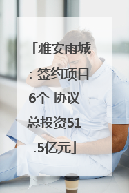 雅安雨城：签约项目6个 协议总投资51.5亿元