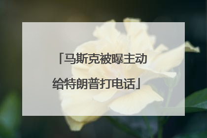 马斯克被曝主动给特朗普打电话