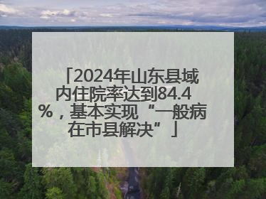 2024年山东县域内住院率达到84.4%，基本实现“一般病在市县解决”